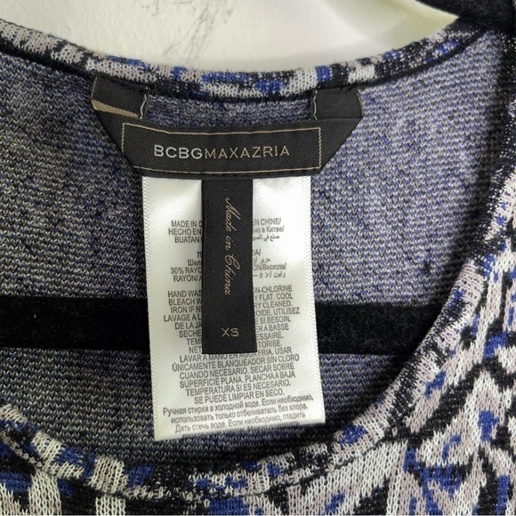 BCBGMAXAZRIA Silk Blend Abstract Printed Long Sleeve Knit Dress Size XS - Picture 8 of 8